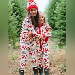 Hanna Andersson Long John Pajama Dear Deer Christmas Holiday 150/12